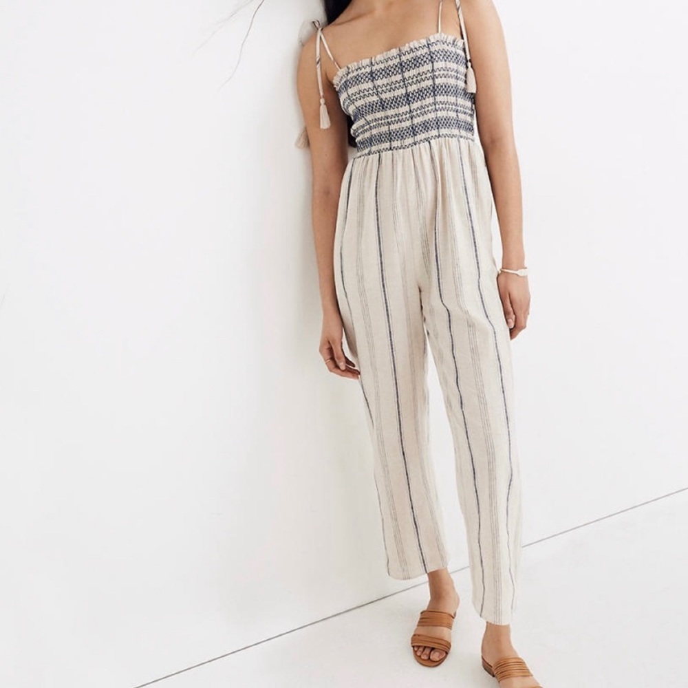 Madewell Smocked Linen Jumpsuit